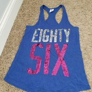 Victoria's secret pink sequin bling tank top xs